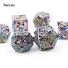 7 Pcs Silver Colorful Dragon Metal Dice Hollow Metal Polyhedral Dice Set Suitable For Role-Playing Game