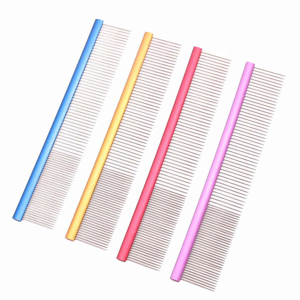 Aluminum Alloy Large Rake Comb for Long Hair Pets 7910 Dog Cat Deshedding Massage Hair Removal Slicker Stainless Steel Dematting