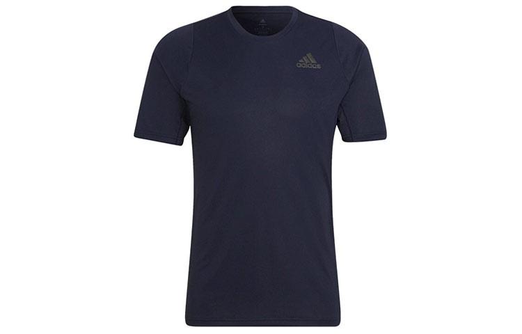 Adidas T Shirts Men s Navy Blue Crew Neck Moderate Straight Fit HC0408 S