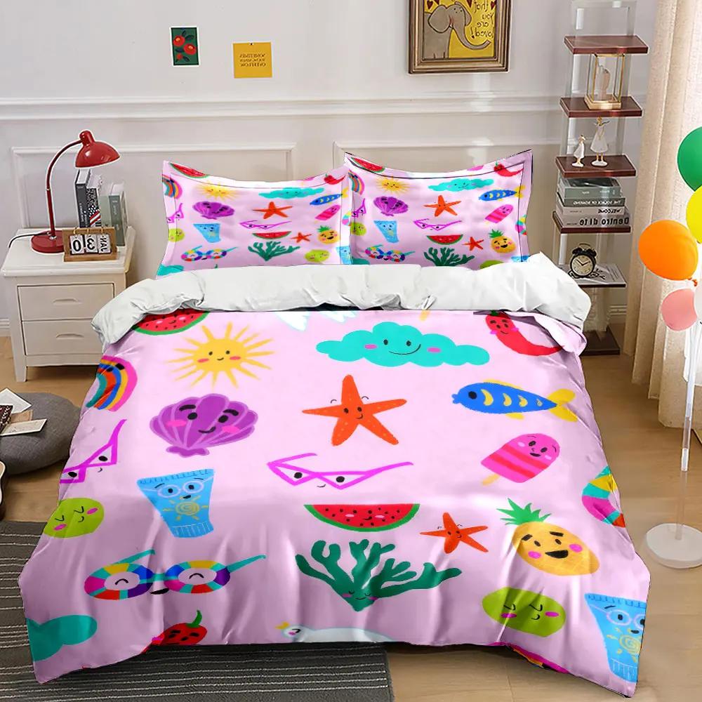 Summer Beach Decor Set Soft Comfortable Duvet Cover Bedding Set Included 1*Duvet Cover & 2*Pillowcases Gift