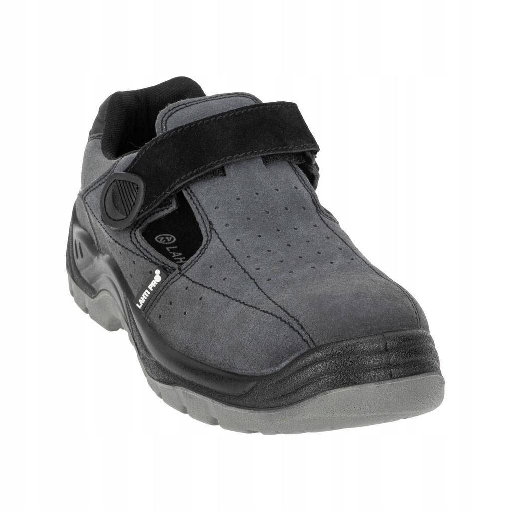 Leather Suede Toe Cap Work Sandals Gray-Black Size 46 Laht 1 Pc