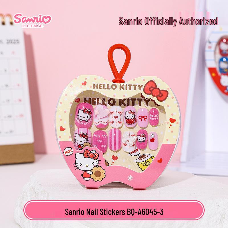 KT Cat Tecknad Bärbar Nagelklistermärke för Barn - Avtagbar, Självhäftande Gelé Nageldekor för Flickor