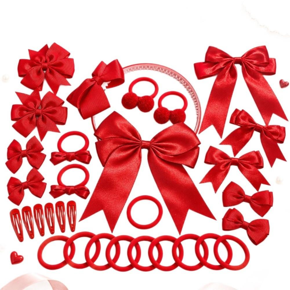 30Pcs/Set Bowknot Bow Hair Clips No Hurt Hair Girls Hair Accessories Set Gifts Hair Bows Set Girls