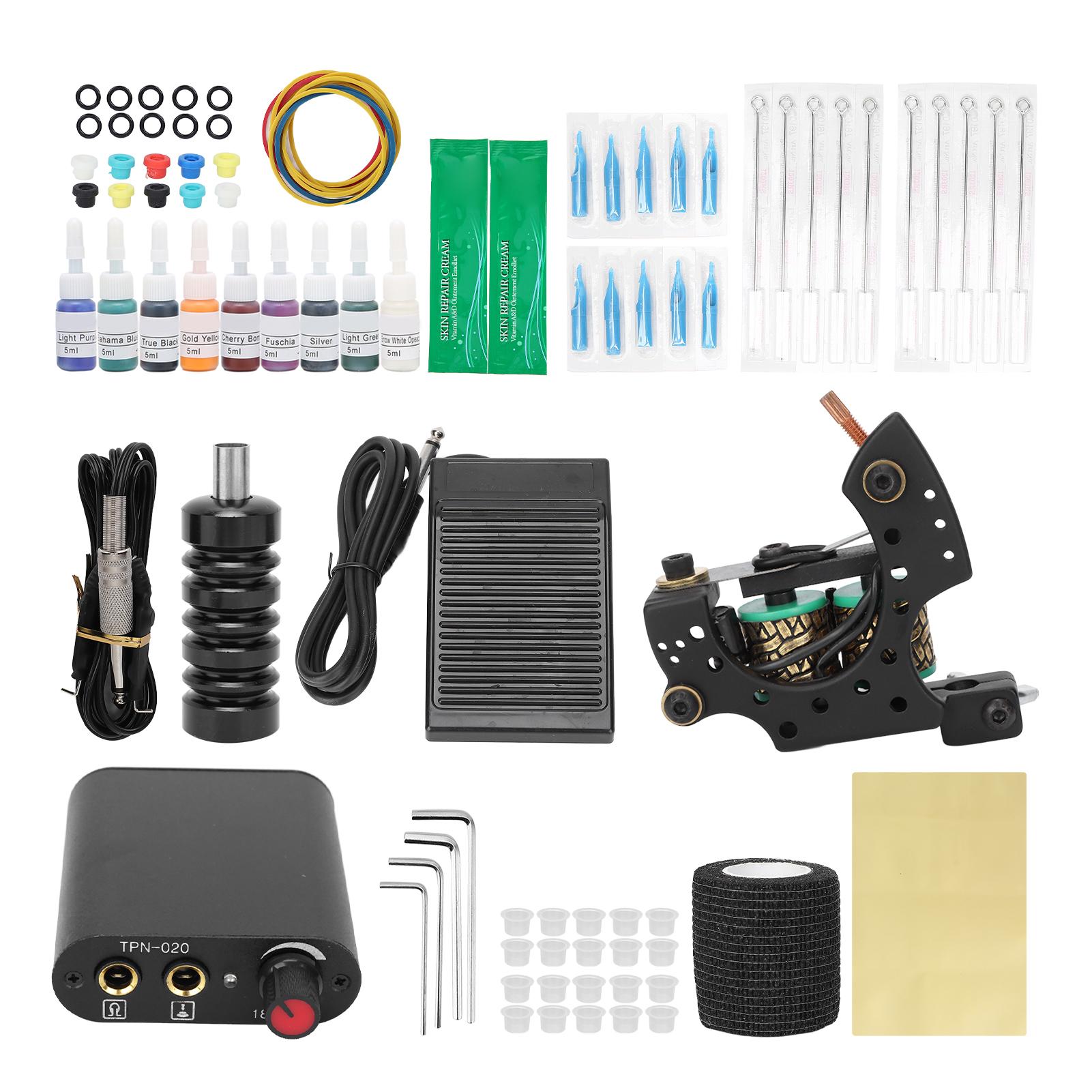 

Набор для татуировки с катушкой, блок питания, игла для татуировки, пигментная чаша, набор для начинающих EU Plug