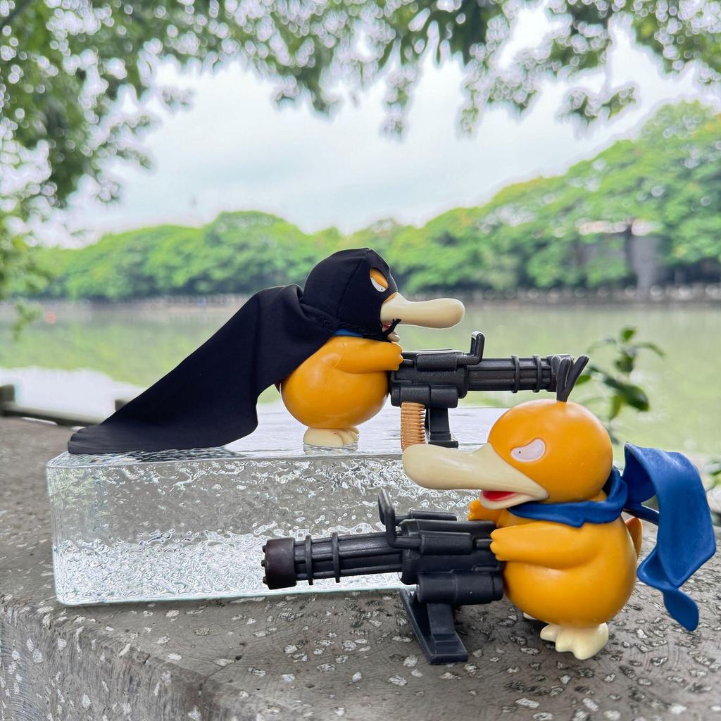 Mini Psyduck Gatling Gun Car Ornament - Pokemon Anime Figurine Model