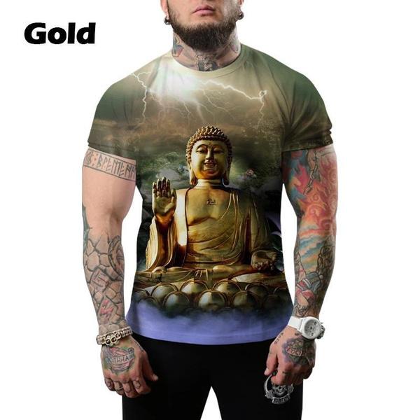 

Модна повсякденна футболка з короткими рукавами з релігійним обличчям Будди Шак ямуні з 3D-друком для чоловіків і жінок XXXL небо синє кольору