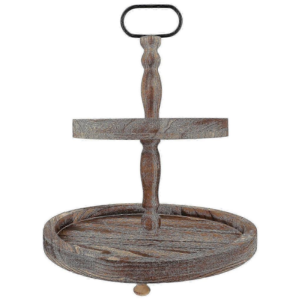 Wooden 2-layer Dessert Cupcake Stand Cake Display Tower Wedding Party Cupcake Stand Hwy