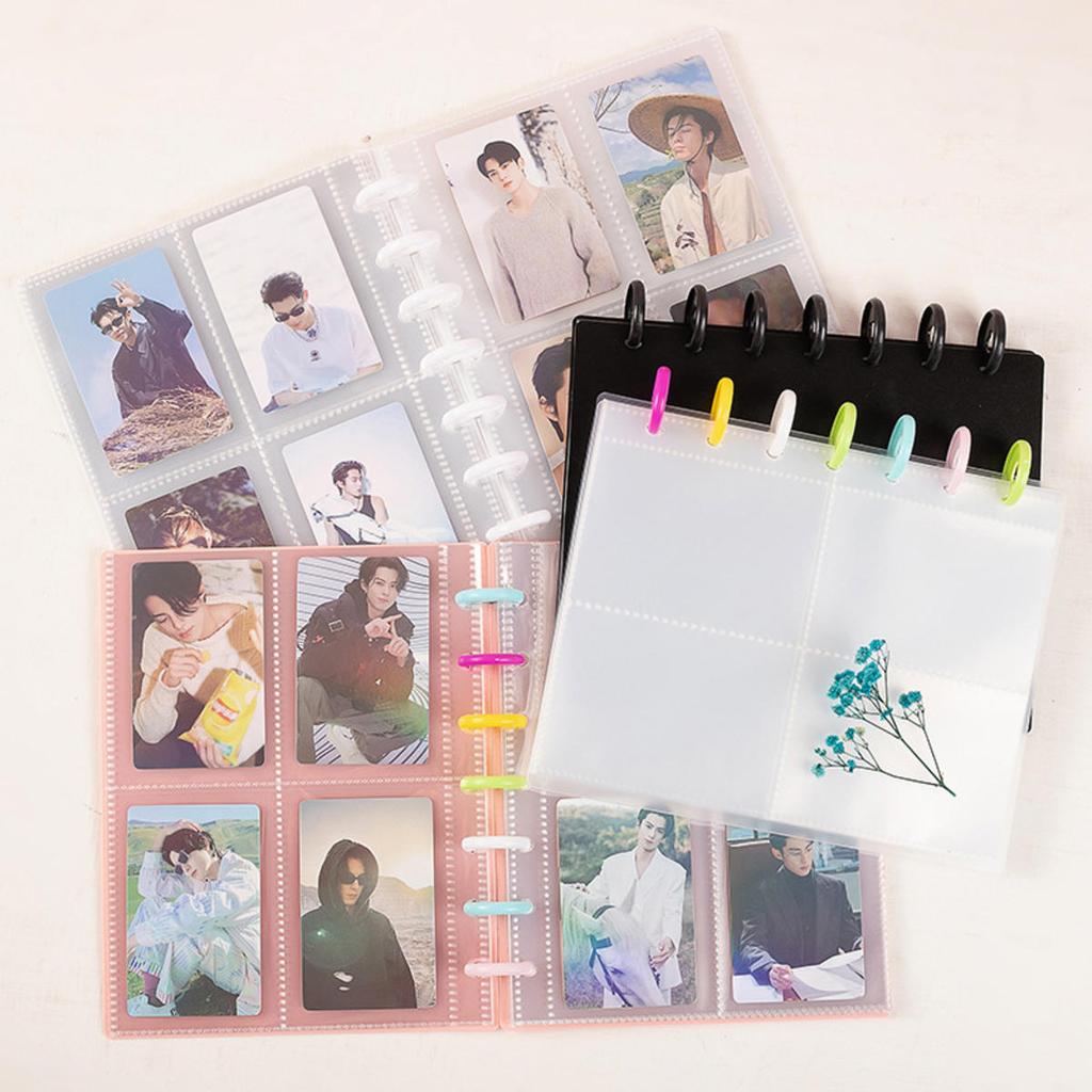 Mushroom Hole Card Collection Book Solid Colour Insert Loose-leaf Album 3 Inch Four-panel Photo Postcard Storage and Sorting
