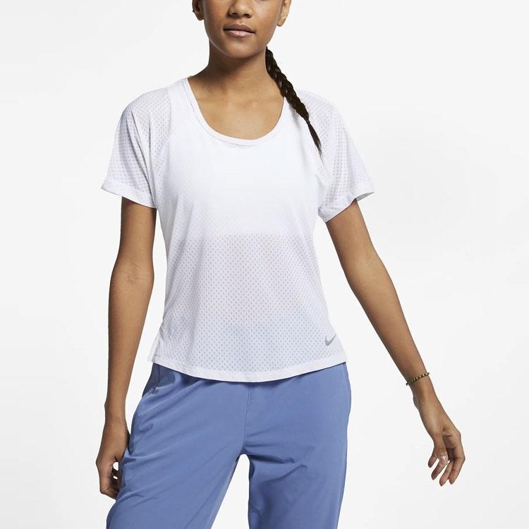 (WMNS) Nike Breathe Miler Running Short Sleeve White Women's AJ8142-100