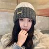 Women's Wool Hat with Autumn and Winter Versatile Big Head Wool Knitted Hat Showing Face Small Loose Thickened Warm Ear Protection Cold Hat