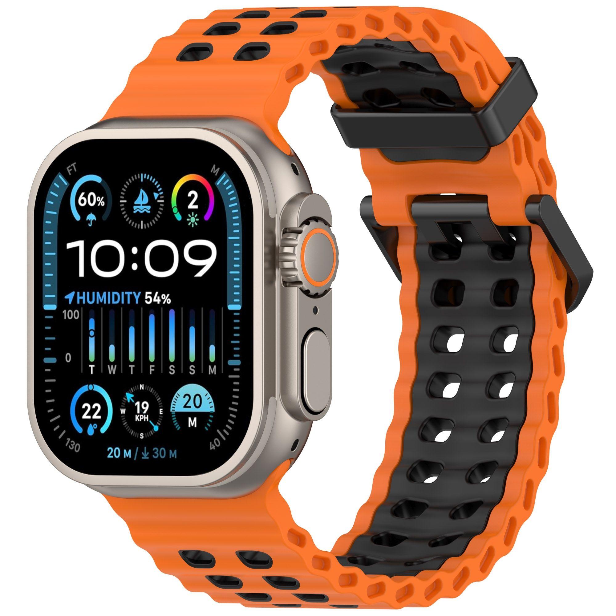 

Two-Tone Silicone Ocean Watch Band for Apple Watch S10- Soft Breathable Durable Fashionable Watch Strap for iWatch 9/8/7/6/5/4/3/2/1/SE/Ultra/Ultra 2 42mm (s10 )