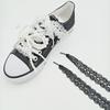 Elastic Lace Ribbon Shoelaces for Ballet Flats and German Trainers, Black & White Silk Cord, 1 Pair