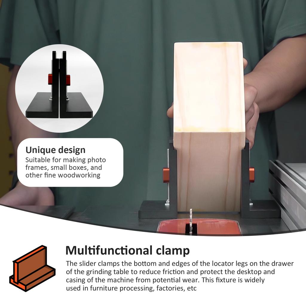 2Pcs Right Angle Woodworking Clip Spline Fixture Router Auxiliary Tools Aluminum Alloy Table Saw Jig for 5-42mm Thick Frame