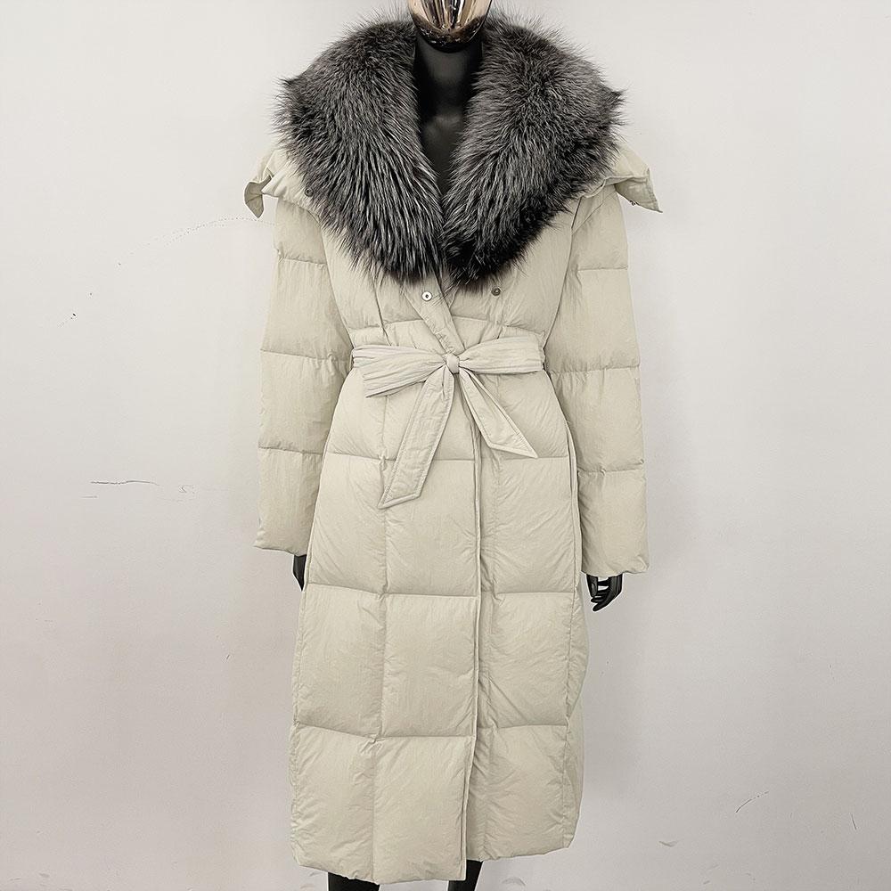 OFTBUY 2024 Winter Women Coat Real Natural Fox Fur Collar Thick Warm Long Jacket Turn-down Detachable Outerwear Streetwear