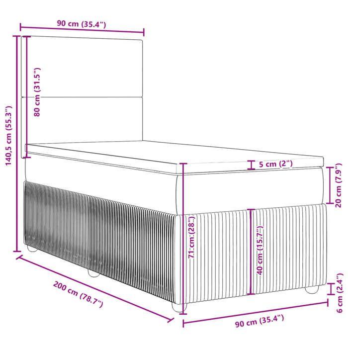 VidaXL Sommier à lattes de lit avec matelas Gris foncé 90x200 cm Tissu 3294233