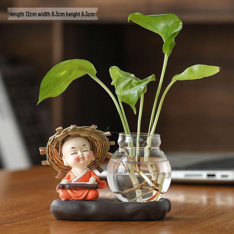 

Креативна скляна гідропонна ваза - Прозорий квітковий горщик для зеленого потосу, водна культура, настільний мультяшний дизайн з сіткою