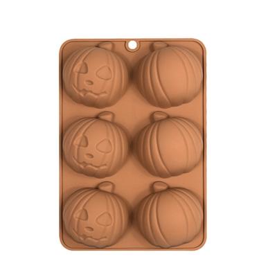6 Cavity Halloween Pumpkin Fondant Chocolate Mould Cake Toppers Baking Tool Ornament Silicone Mold Easy To Clean