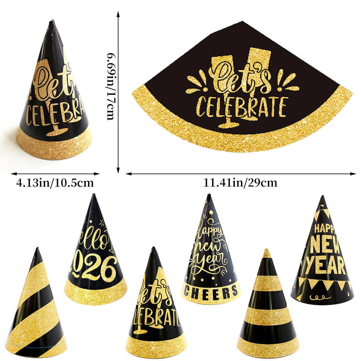 

New Year S Paper Black And Gold Hat New Year S Eve Party Dress Up Children S Hat Customization Pack of 6