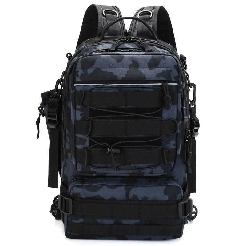 Fishing Tackle Backpack Storage Waist Bag Men Outdoor Shoulder Fishing Lure Gear Bags with Rod Pole Holder Camping Hiking Pack