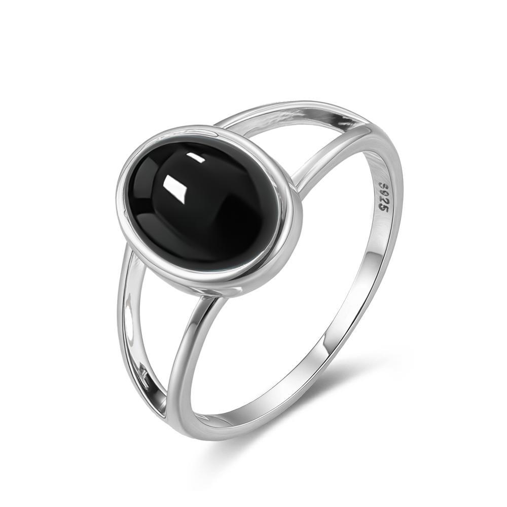 Vintage 925 Sterling Silver Ring Natural Black Onyx Ring Oval Round Stone Retro Fine Jewelry Gift Sun Shaped For Women Men