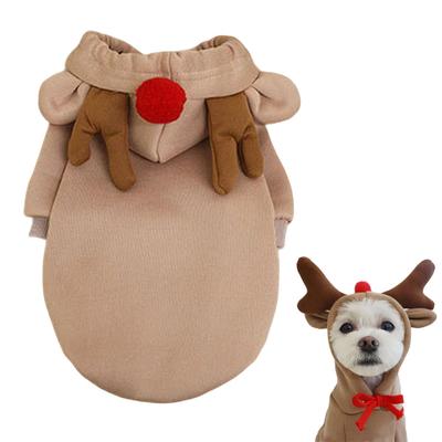 Christmas Pet Elk Clothing Dog Deer Costume 3D Reindeer Ears Clothes Moose Coat Winter Pet Hoodies Winter Dog Cat Warm Clothes