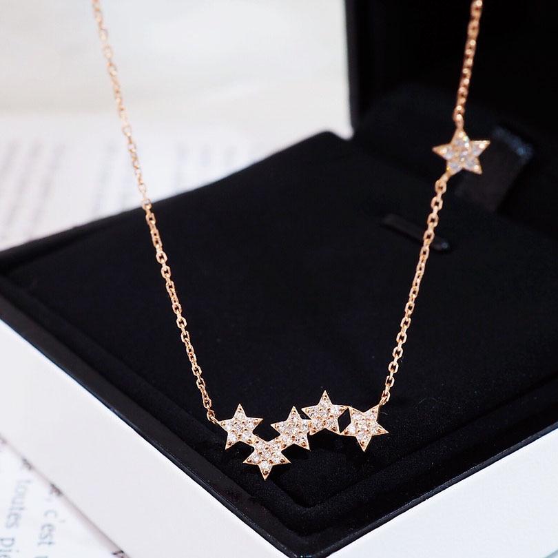 

Gold-Plated S925 Sterling Silver Star Pendant Necklace - Light Luxury Korean Style for Women 925 Silver
