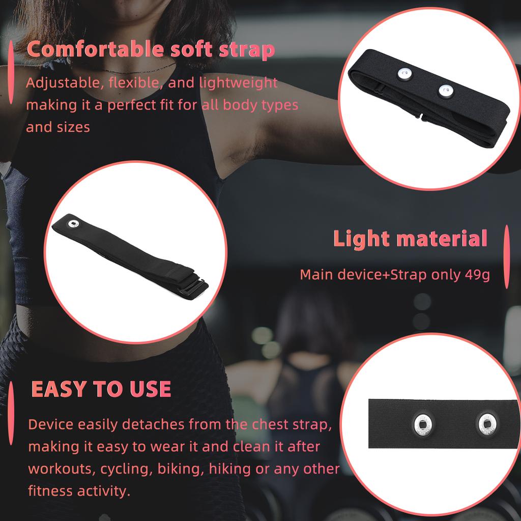 1 stk Pulsklokke Erstatningsreim Kompatibel med Polar H7 H9 H10 Coospo Wahoo Tick Garmin Magene Sensor Bånd Belte