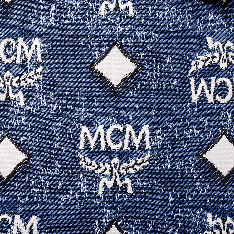 MCM Blue Denim Visetos Mini Tote Crossbody Bag with Adjustable Strap for Daily Use