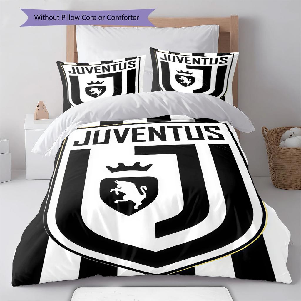 Set Copripiumino Trapuntato Juve Federa Federe Decorazione Casa Regalo di Compleanno (1 * copripiumino + 2 * federa, senza nucleo)
