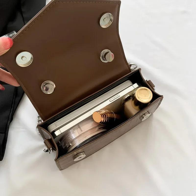 High-quality Small Square Bag for Women  Brown Stone Pattern  Crossbody Bag  New  Autumn and Winter