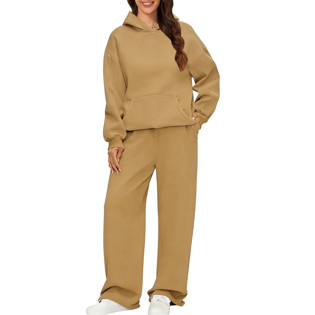 Womens 2 Piece Outfits Hoodie Sweatsuit Sets Oversized Sweatshirt Baggy Fall Fashion Sweatpants With Pockets