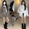 American Style Pure Color Retro Jacket Simple Turn-down Collar Niche Personality Sweet Cool Women Casual Outerwear Top