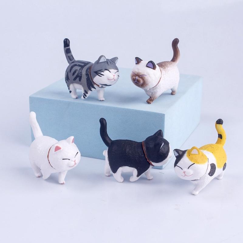 Cute Mini Cat Ornament Garden Kitten Statue Gift for Children Room Decoration Kid Toy Miniature Figurines Decorations
