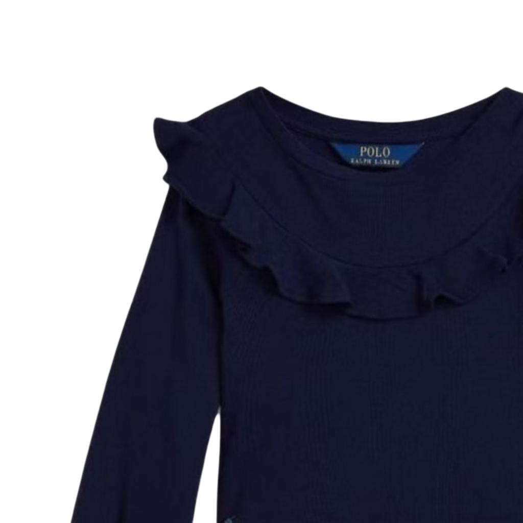 Polo Ralph Lauren T-Shirt FW25 Ruffled Round Neck Long Sleeve Kids tops 313978971-003