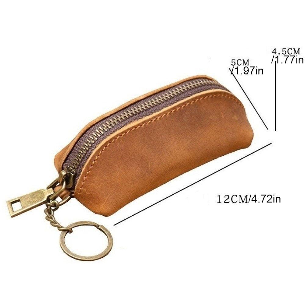 Wallet Anti-lost Mini Leather Coin Purse Thin Solid Color Men Key Ring Pouch Credit Card Holder Classic Car Key Bag Women
