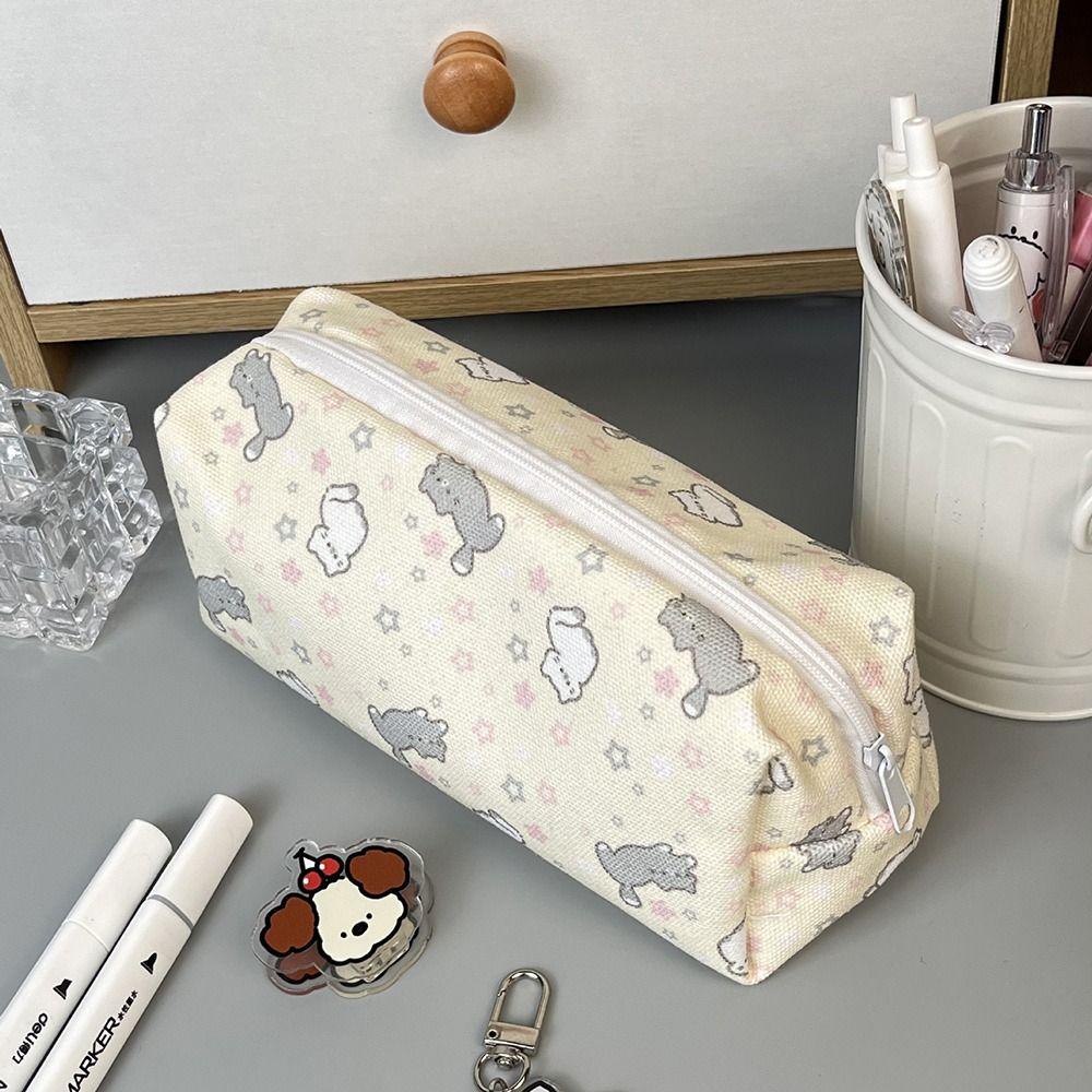 Large Capacity Pencil Case Cute Tulip Cat Bow Stationery Bag Cartoon Triangle Pencil Bag  Gifts