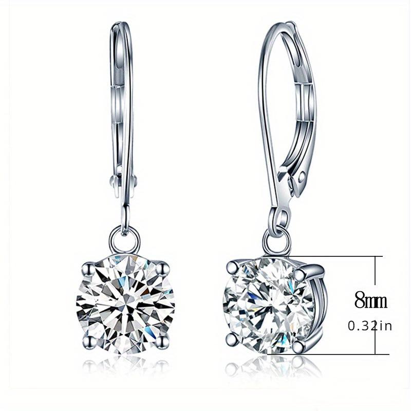 1 Pair of Classic Four Claw Zircon Women's Earrings with Copper Plated Platinum Earrings