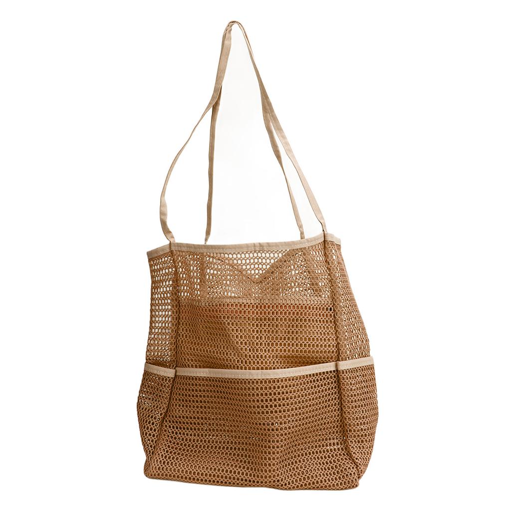 Mesh Beach Handbag Multiple Large Capacity Shoulder Bag for Travel Swimming Pool Picnic Camping