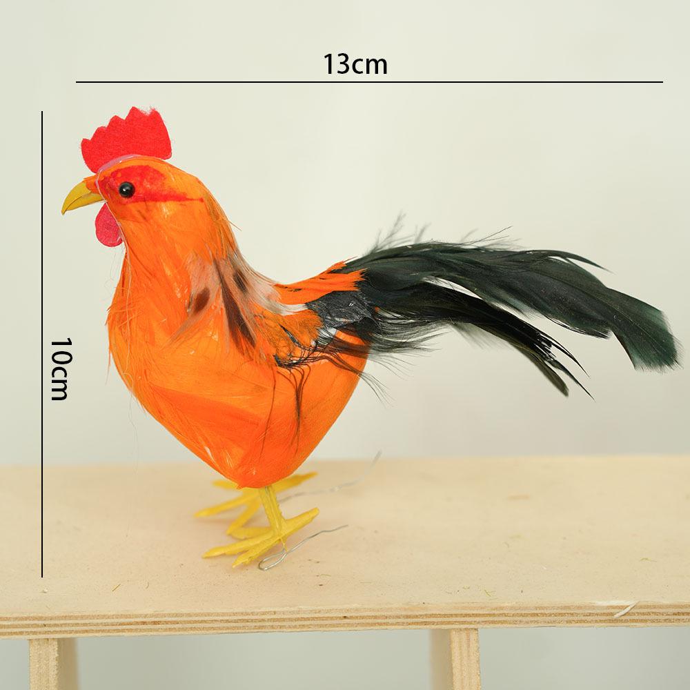 Porcelain Hen and Rooster Feather Ornament for Display and Photography Prop