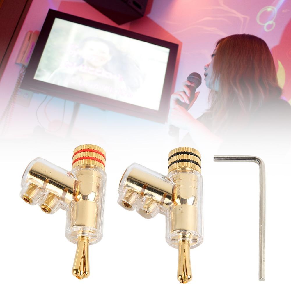 1 Pair Gold Plated Speaker Wire Connectors Solderless Speaker Plugs  Amplifier Systems