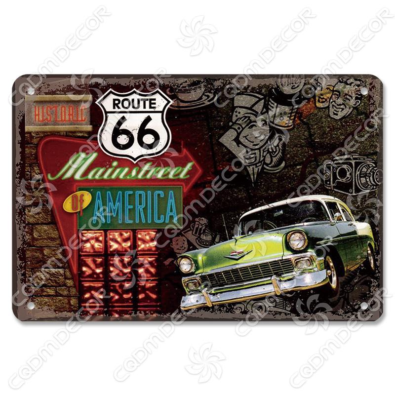 Alte Route 66 Blechschilder Get Your Kicks on US 66 Metallposter Vintage Wandkunst Dekoration für Garage Club Wohnzimmer Zuhause