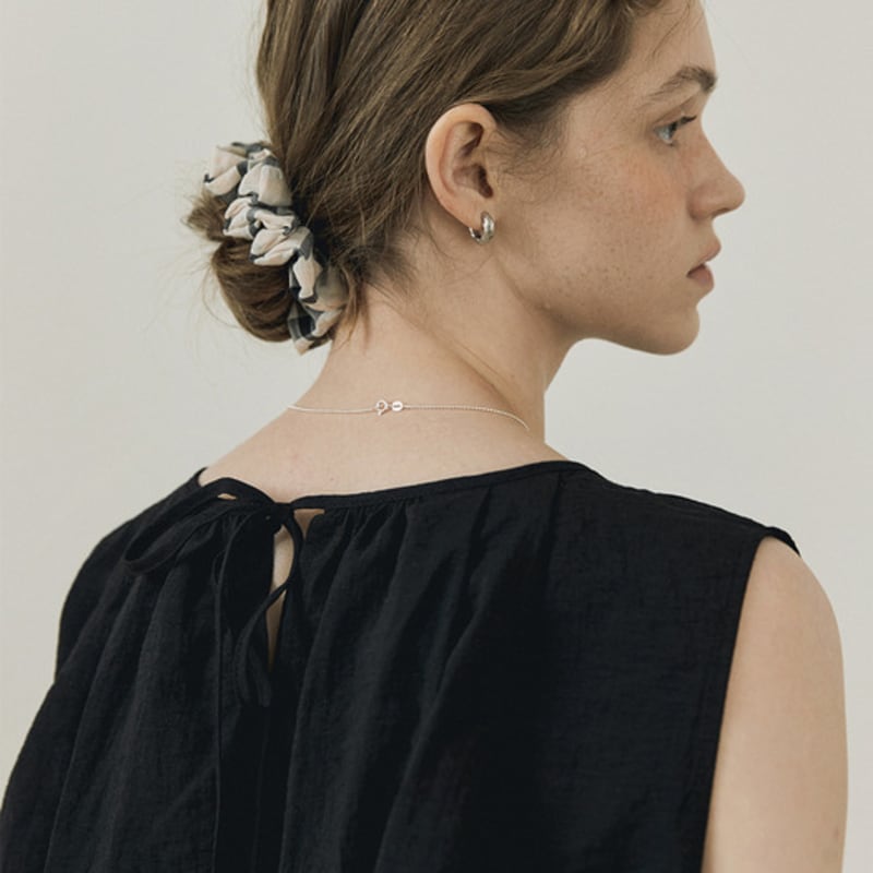 AUBARD Sheer Check scrunchy_Beige