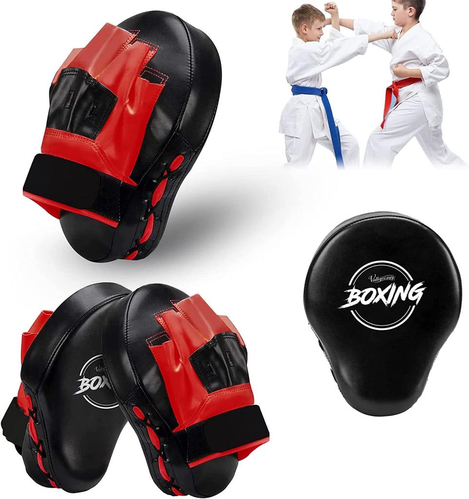Valleycomfy Punching Mitts Boxing Punching Gloves Mitts Training Martial Arts Karate Practice Relieve Lack of Exercise (Black Red)