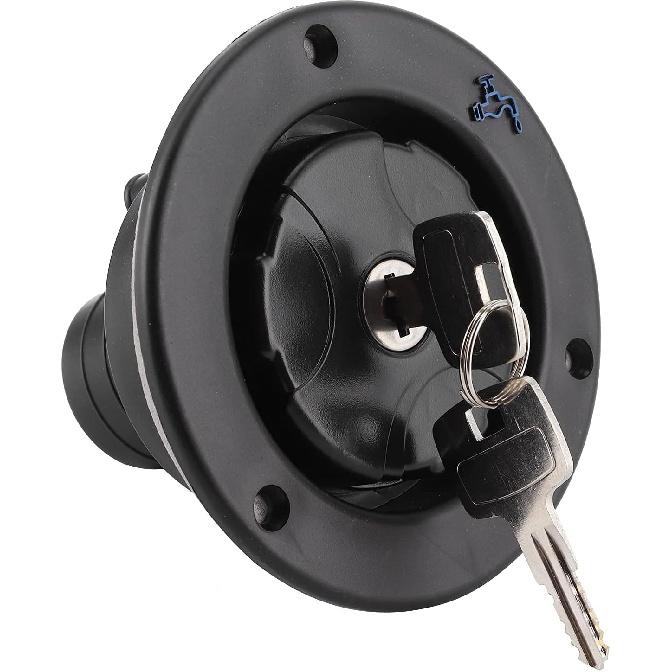 for rv+Fresh+Water+Inlet+Black Yctze Water Filler Cap Gravity Freshwater Inlet Lockable Leakproof Water Filler Cap with 2 Keys for RV Caravan