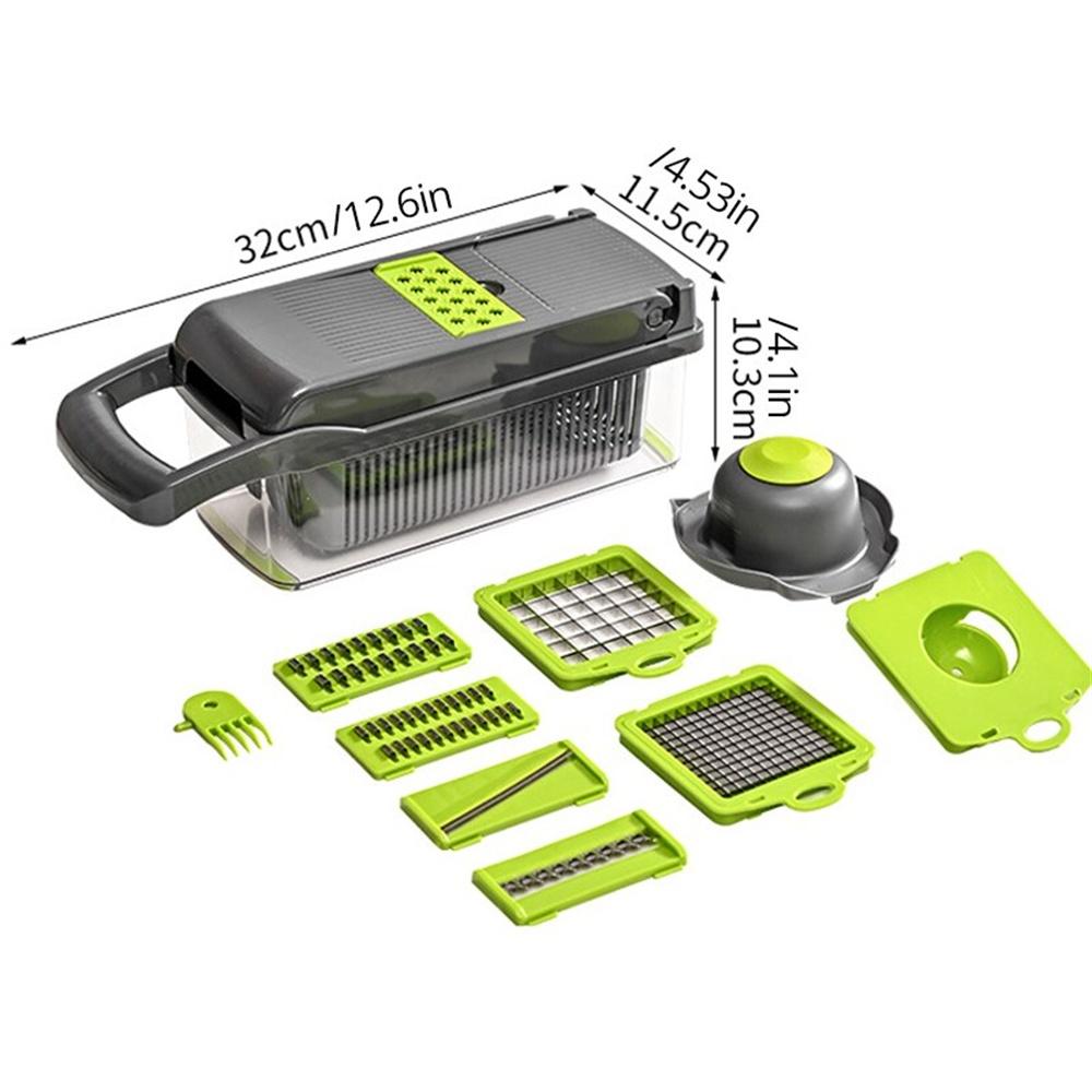 Multifunctional 12/16pcs Vegetable Cutter Slicer Fruit Potato Peeler Carrot Grater Kitchen Accessories Basket Vegetable Slicer