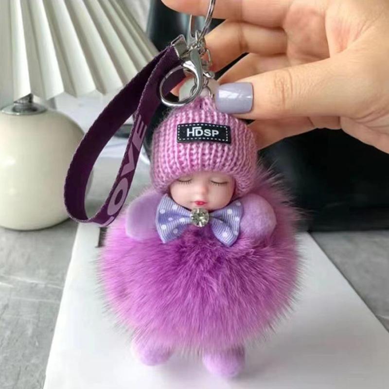 

Мила Пухнаста Спляча Лялька Мультяшна Плюшева Іграшка Брелок Автомобільний Підвіс