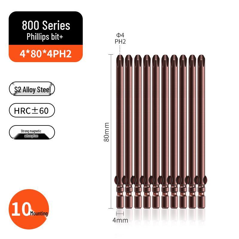 800-Character Electric Screwdriver Set, 4mm Diameter, Round Shank & Handle, Fine Head Bits PH0 PH1