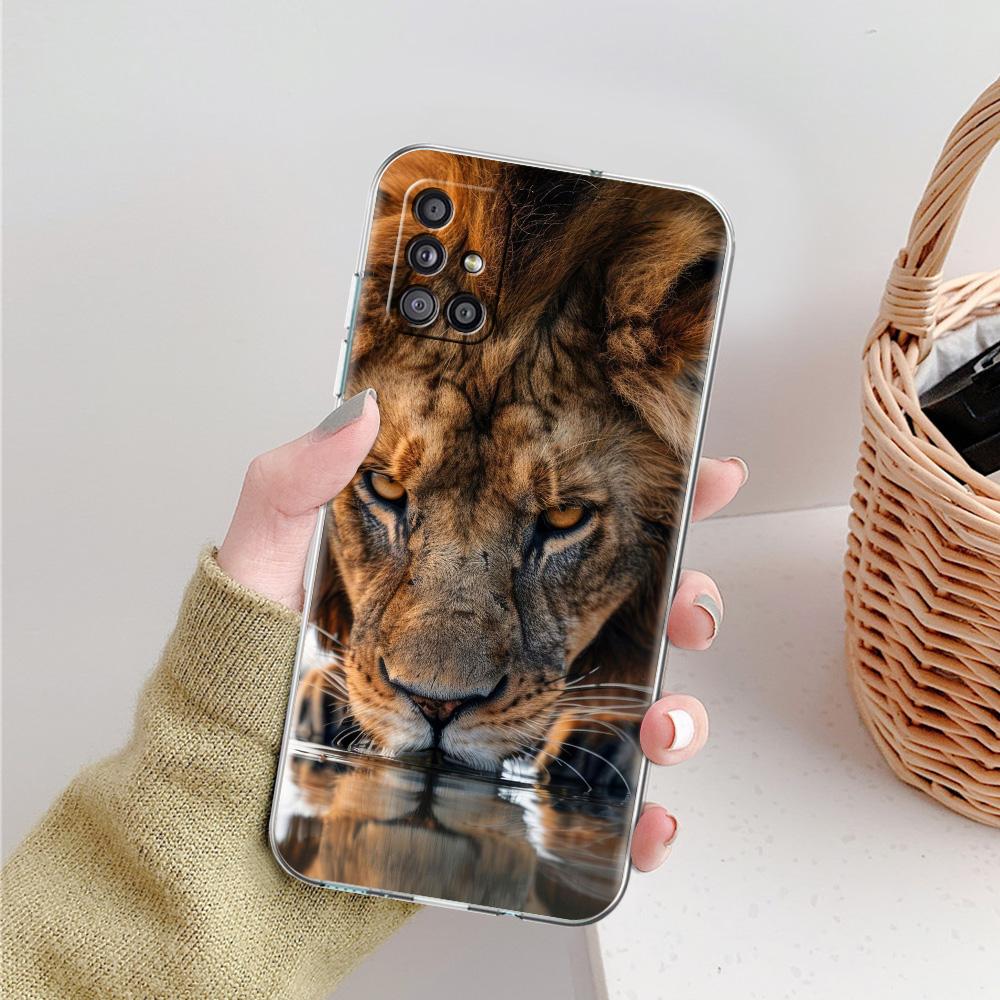 Phone Case For Samsung A15 A13 A35 A55 A51 A71 A41 A31 A21S A05 A17 A23 A25 A33 A53 A73 5G A07 4G Cover Cool Animal Tiger Lion
