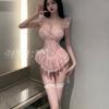 Erotic Underwear, Sexy lace Seductive vest, Pure Desire corset, garter, uniform, pajamas, Women's Set 8907