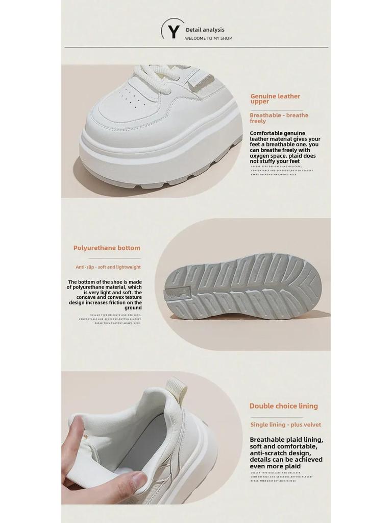 Damskie stylowe białe sneakersy high-top na grubej podeszwie - Kolekcja Jesień/Zima 2025